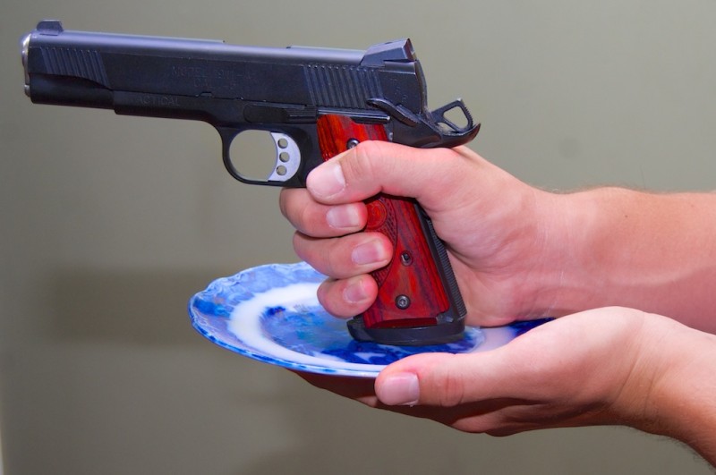 Cup and saucer handgun grip