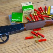 No, the goofball who took this photo was not high on black powder smoke. Why that's a Winchester 9410 lever-action shotgun!