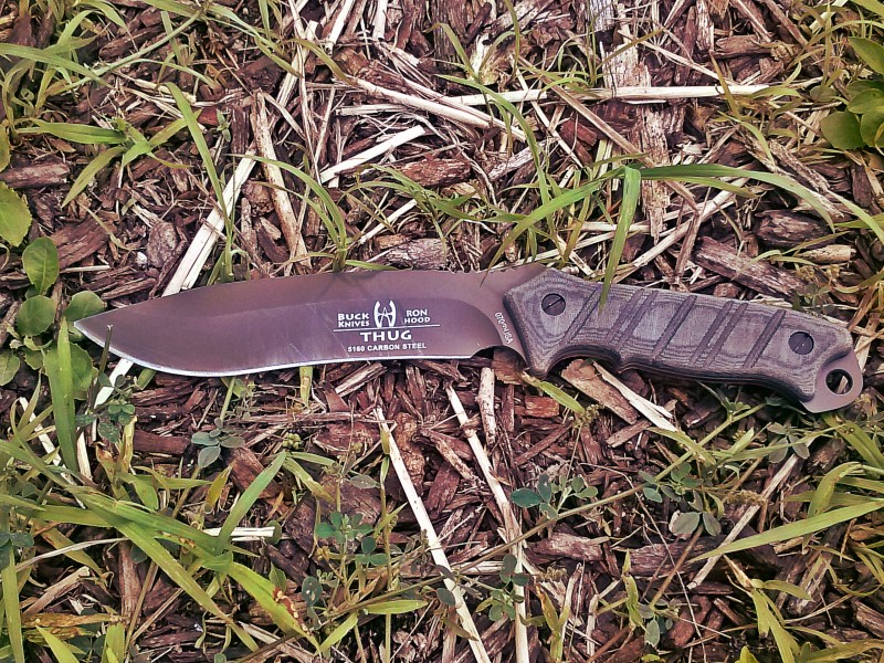 The Buck/Hood Thug Fixed 7" Carbon Steel Blade in its natural environment.
