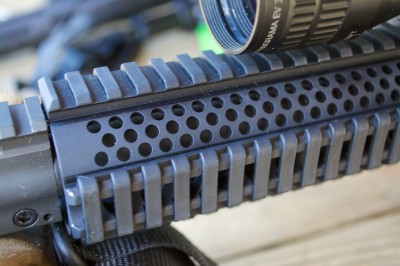 I really, really like the quad rail hand guard. I added the Blackhawk! Rail Ladders for comfort on both sides and the bottom.