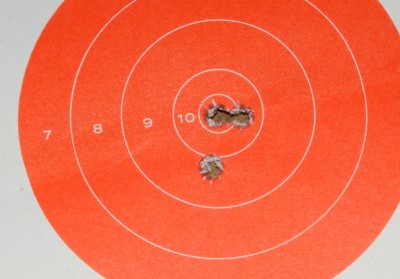 Rock River Arms advertises this as a 1 MOA rifle. With a lame sandbag setup, I was able to shoot this .578 inch group at 100 yards with hand loaded, 115 grain Sierra Matchking bullets.