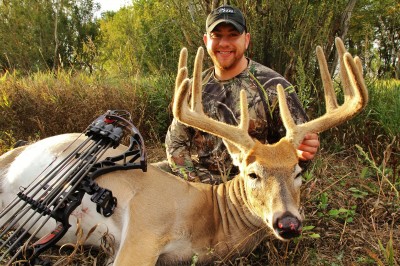 Adam Jablonski of Linesville, Pennsylvania travelled to central North Dakota and put an arrow through this great velvet 10-pointer on September 5, 2012. If you want to put your tag on a velvet-clad antler, Western states are the one of the best places to do it.