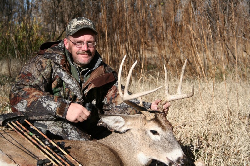The author harvested this buck soon after it checked a scrape "freshened" with urine.