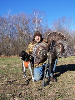 Detlaf Weiler shot this gobbler with the help of Lucky, a turkey dog owned by Jon Freis, founder of the American Wild Turkey Hunting Dog Asasociation. Hear about this hunt on Outdoors Radio Show 847.