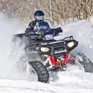 Tracks can turn any ATV into an all-terrain tank, ready to go anywhere, year-round. Image courtesy Polaris.