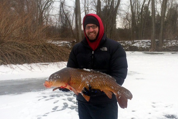 Andrew Plumridge with his first-ever catch on rod and reel.