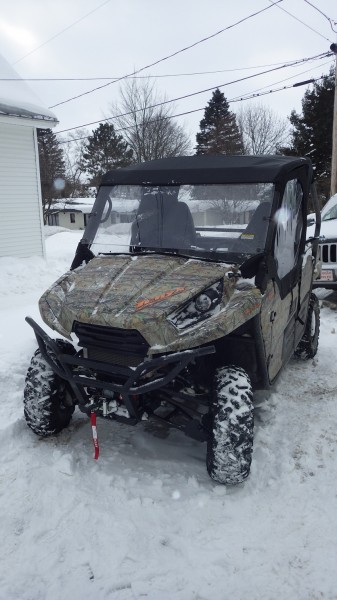 While not pre-wired for a winch, the Kawasaki Teryx has a mounting point built-in at the factory.