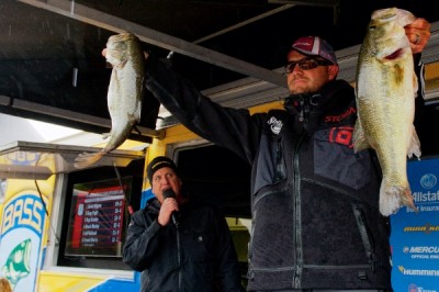 David Kilgore of Jasper, Ala., takes the lead on Day 1 of the Bass Pro Shops Bassmaster Southern Open presented by Allstate. Kilgore brought 19 pounds, 15 ounces of Smith Lake bass to the scales at Thursday's weigh-in.