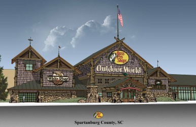 Artist’s rendering of Bass Pro Shops Outdoor World in Spartanburg County, S.C.