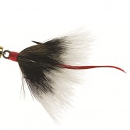Does “seeing red” make predator fish more aggressive? Mepps' famous spinners feature a scarlet feather "tail" to the treble-hook dressings, which some anglers believe mimics the blood trail of an injured minnow—and an easy meal for fish. Image courtesy Mepps.