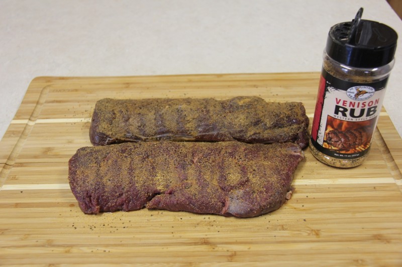 One of the author's favorite methods of preparing venison loin begins with patting the meat down with a good venison rub.