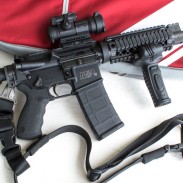 The Smith & Wesson M&P 15 OR after the author finished kitting it out. It's all geared up for the Crimson Trace Midnight 3 Gun Invitational, and home-defense use.