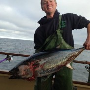 CWU student Sam Ellinger with his bluefin.