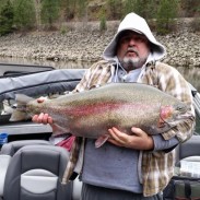 Larry Warren with his giant rainbow trout.