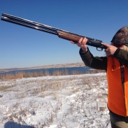 The author shouldering the Benelli 828U.