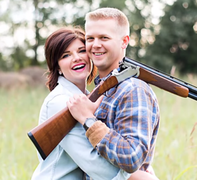 Stephanie Wehner and Mitch Strobl in their engagement photo that "promoted gang culture."