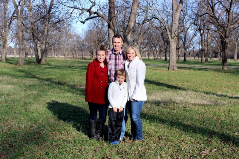 The Evers family surrounded by Oklahoma native pecan trees